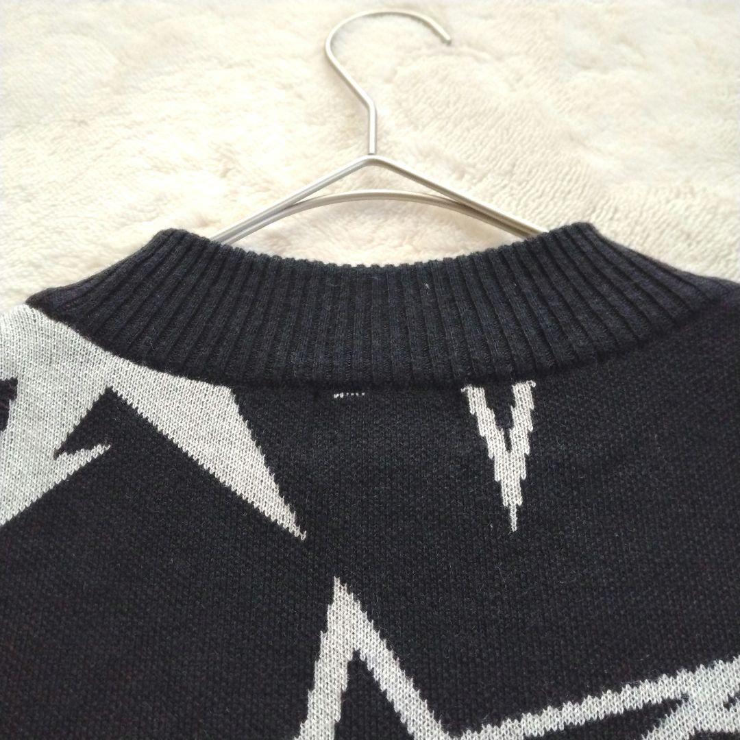 パーリーゲイツ　ウール 刺繍 星柄ジャガード モックネック ニット プルオーバー