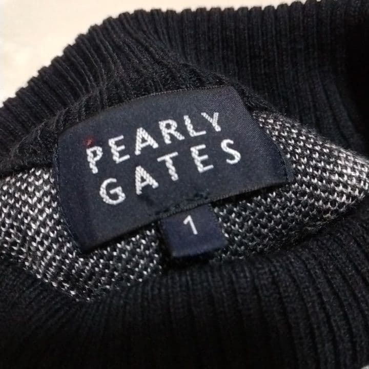 パーリーゲイツ　ウール 刺繍 星柄ジャガード モックネック ニット プルオーバー