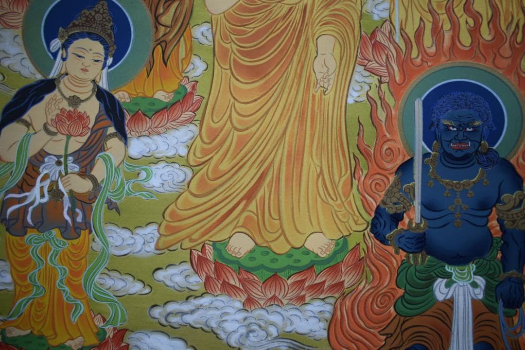 真作/国井幸雪/國井幸雪/十三佛図/桐共箱付/布袋屋掛軸HG-992