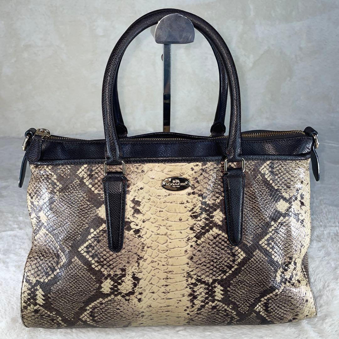 【美品】COACHコーチ ショルダーバッグ パイソン柄 レザー