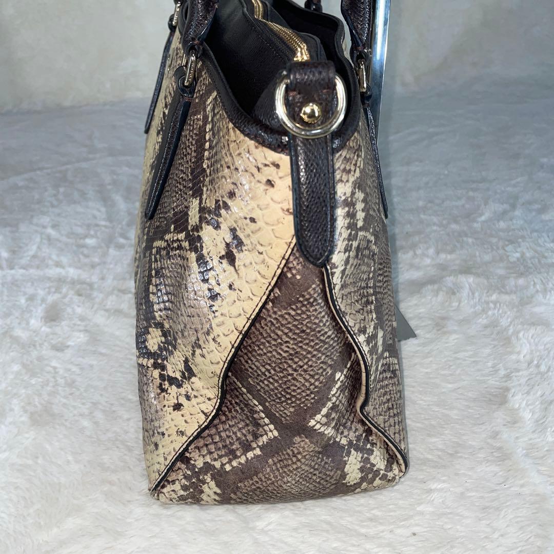 【美品】COACHコーチ ショルダーバッグ パイソン柄 レザー