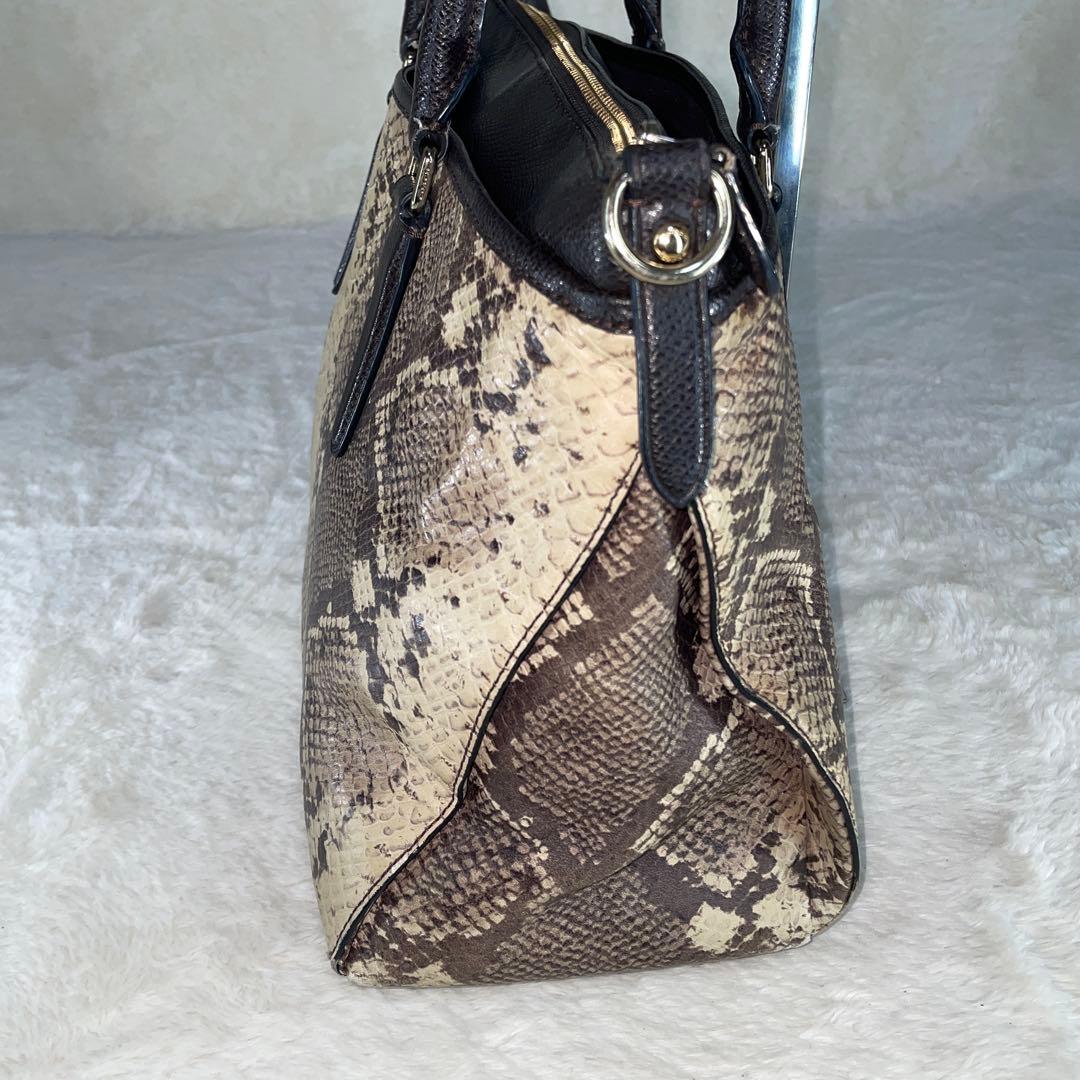 【美品】COACHコーチ ショルダーバッグ パイソン柄 レザー