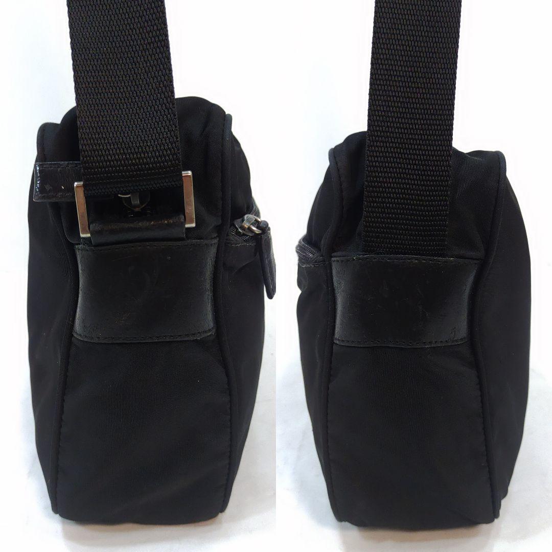 プラダ カメラバッグ ショルダーバッグ レザー×ナイロン 黒 三角ロゴ