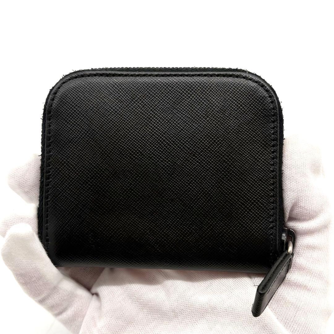 【極美品】プラダ ケース 小銭入れ サフィアーノレザー 三角ロゴ ブラック