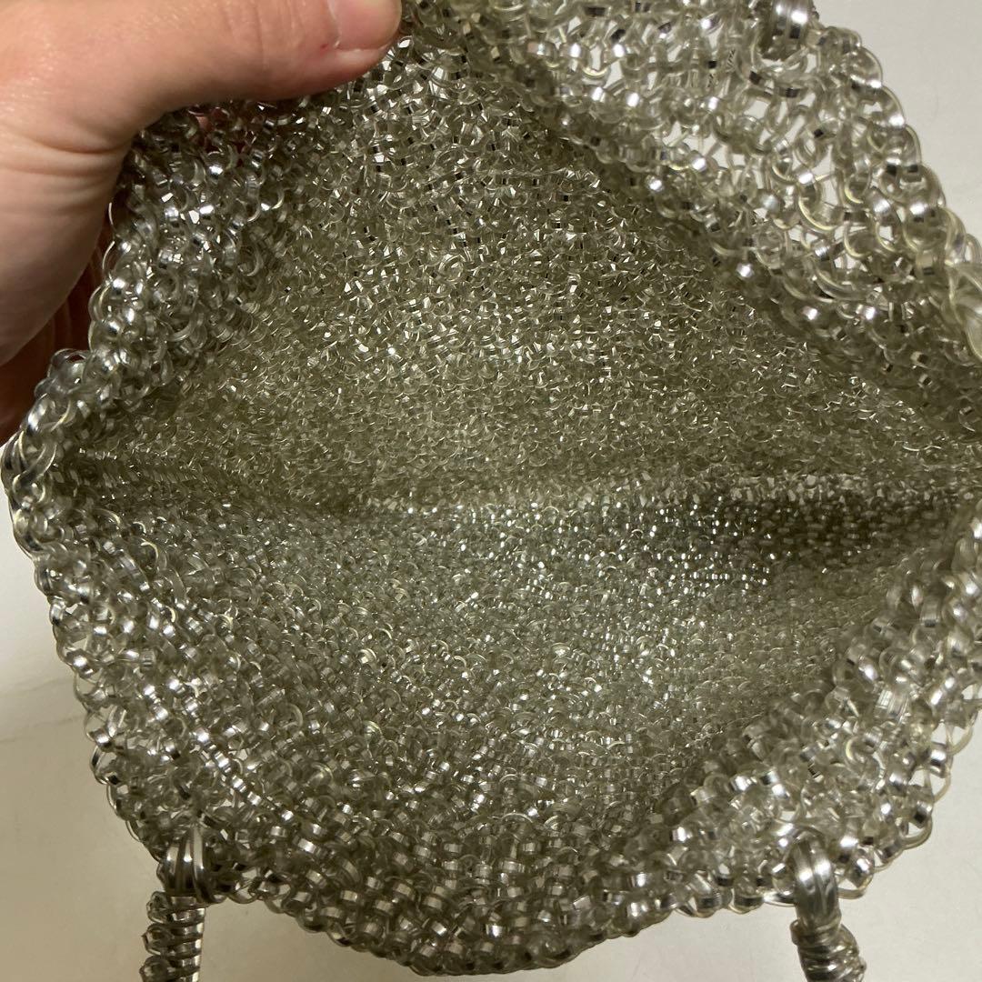 アンテプリマ　ワイヤーバッグ　シルバー メタル編み込みハンドバッグ