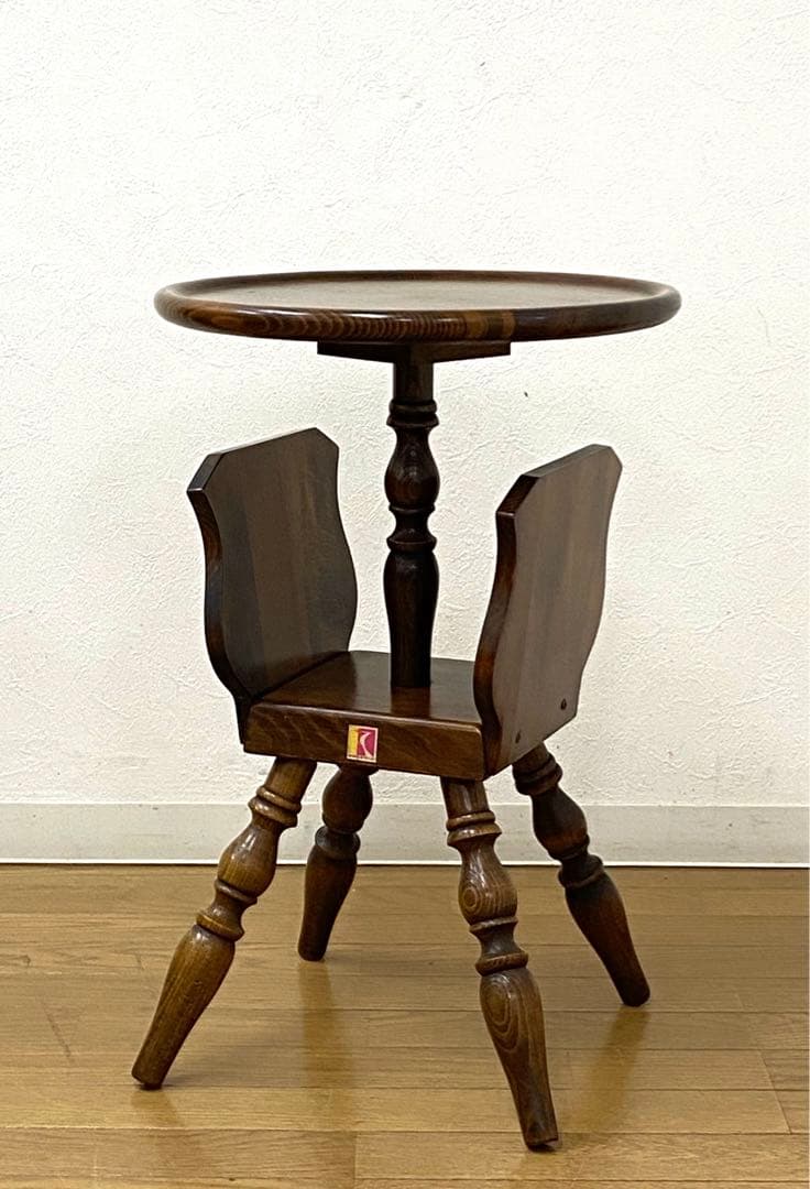 美品 キツツキ 飛騨産業 サイドテーブル カフェテーブル 丸テーブル