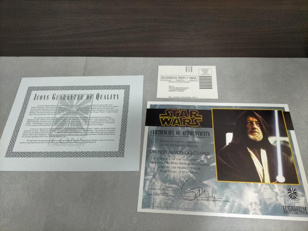 ICON　スターウォーズ オビワン ケノービ ライトセーバー 1/1 認定証付き