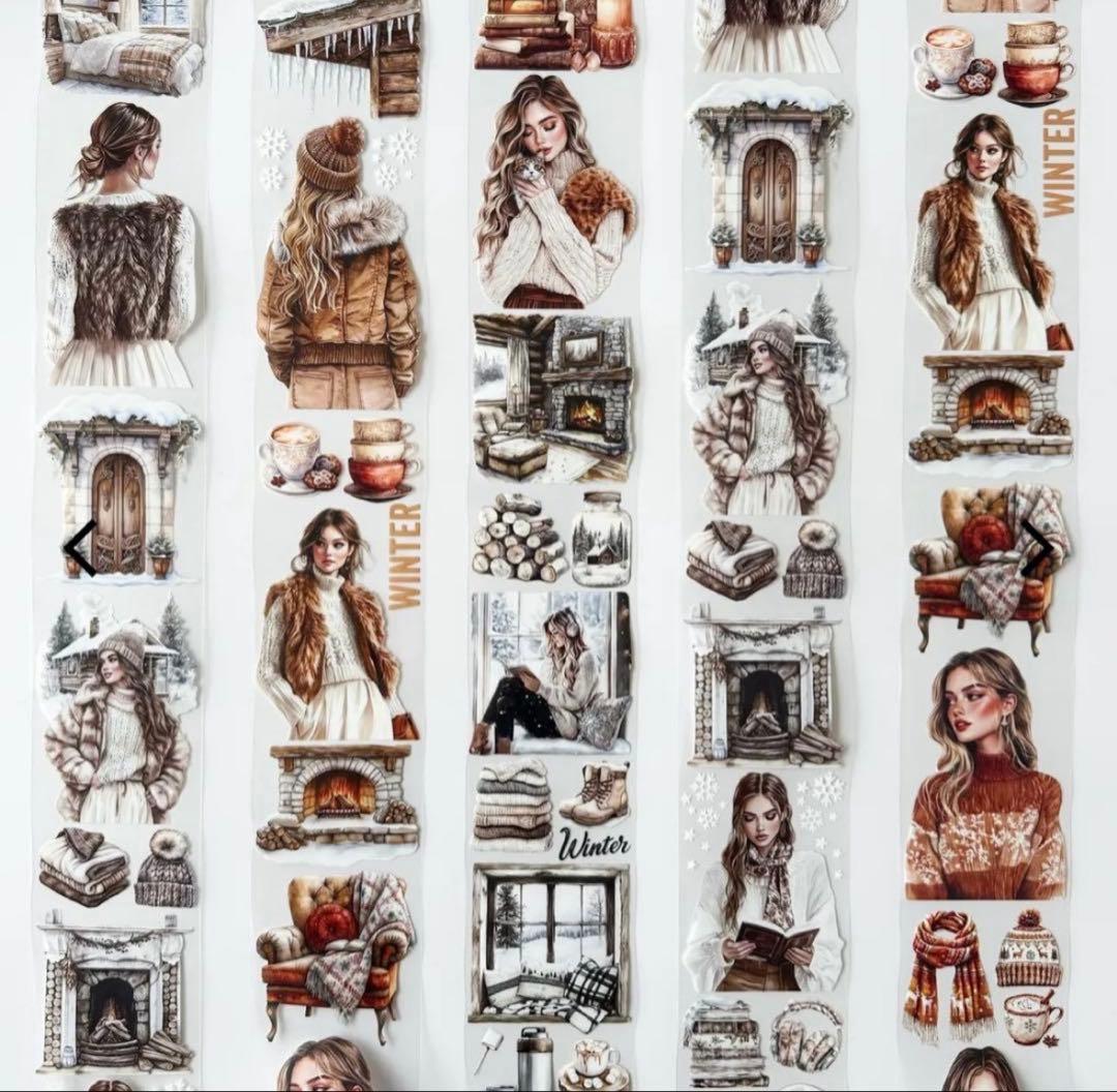 ONWIZE 海外マスキングテープ【 1ループ 】人物 冬 コテージ - メルカリ