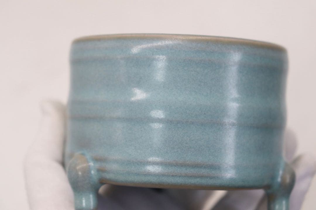 中国 鈞釉三足香炉 送料込み250622