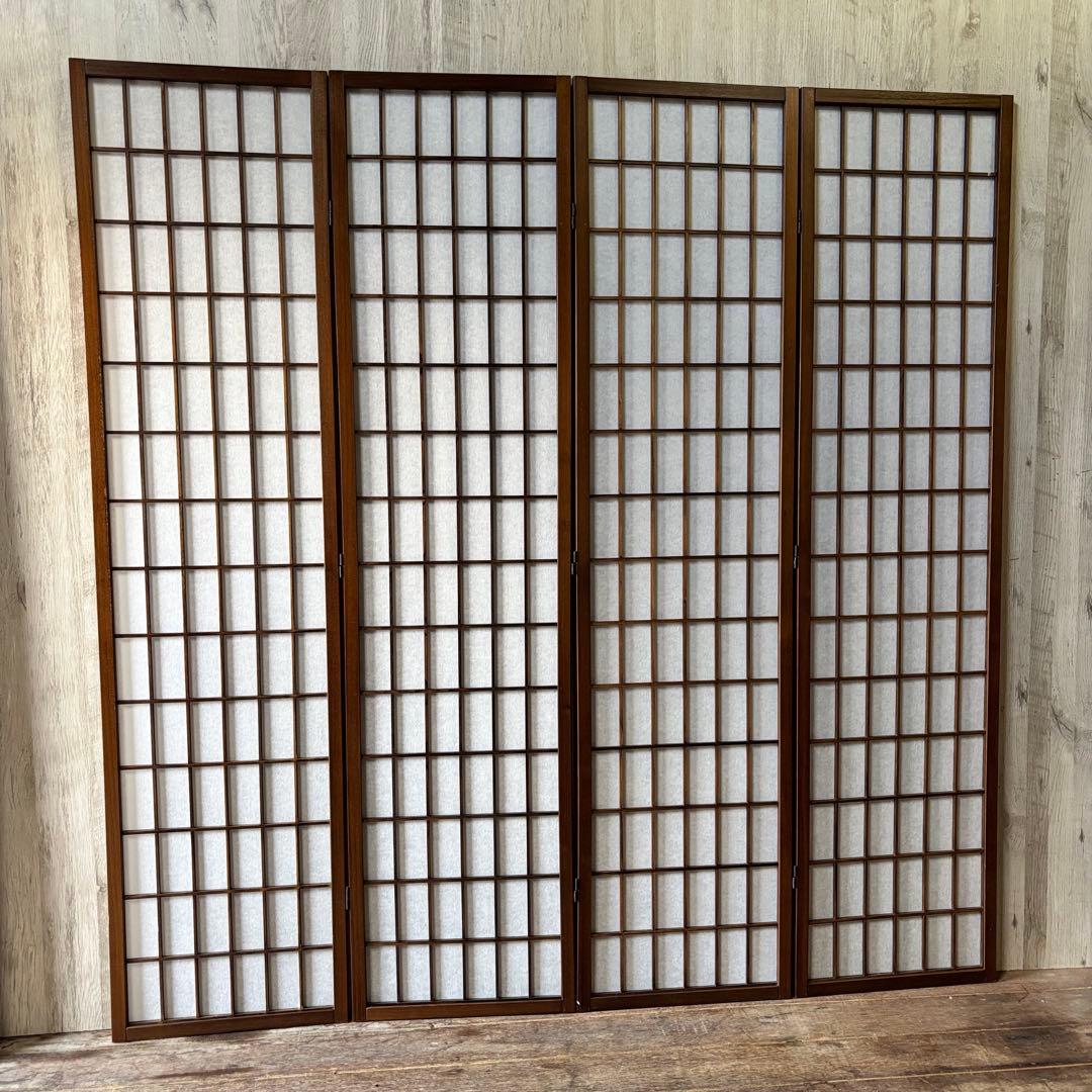 障子スクリーン 木製フレーム パーテーション 衝立 和風 2連+4連