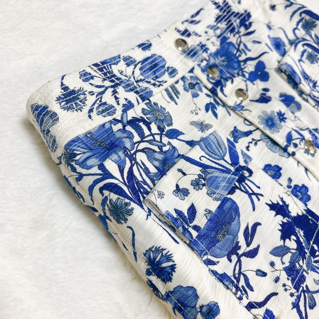 美品 GUCCI グッチ ボタニカル スカート 花柄 フラワー 文字ロゴ