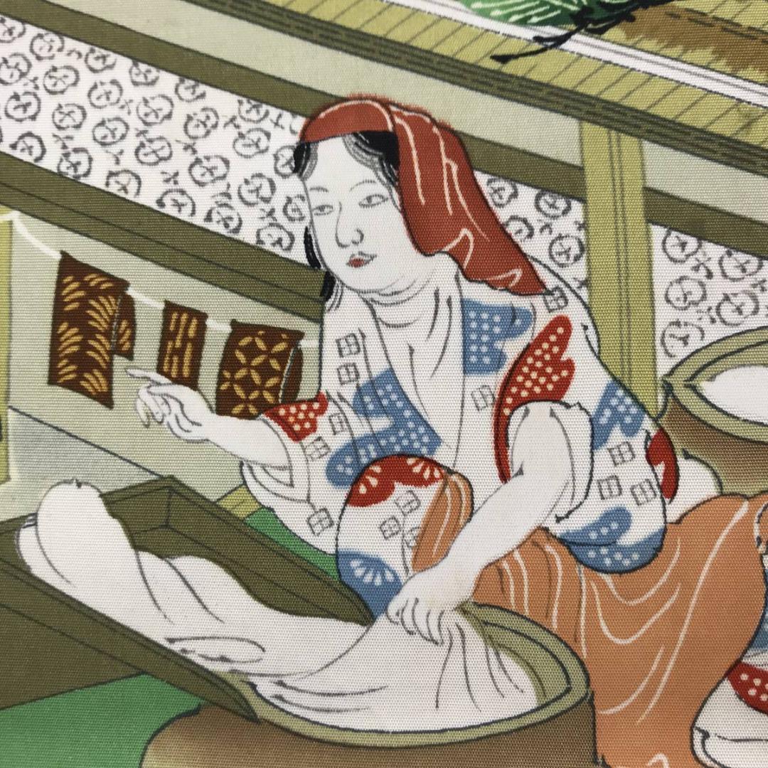 【複製】作者不詳/染織の図/染織工芸品/人物図/掛軸/名家伝来/AC-413