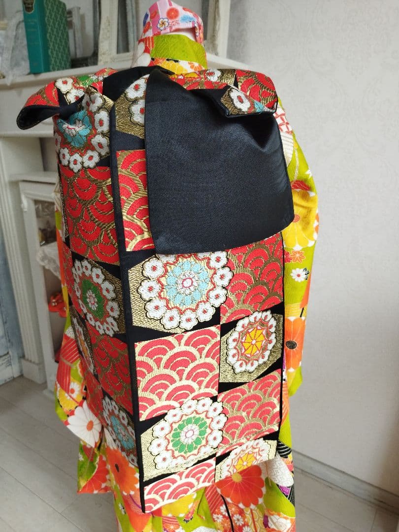 アンティーク黄緑の着物と帯セット