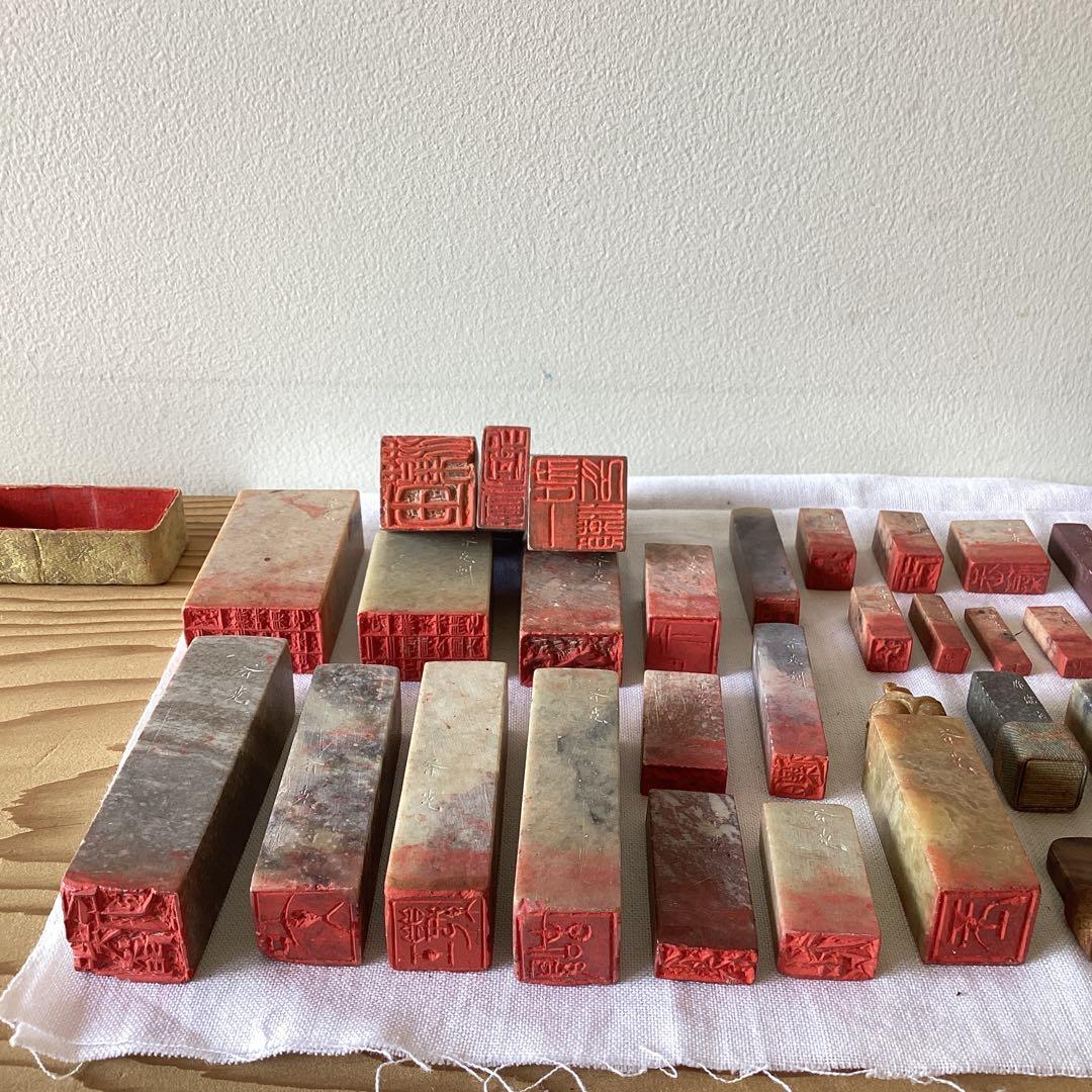 彫刻済篆刻用の印材 鶏血石 印材 寿山石系 青田石系 落款印 書道 中国
