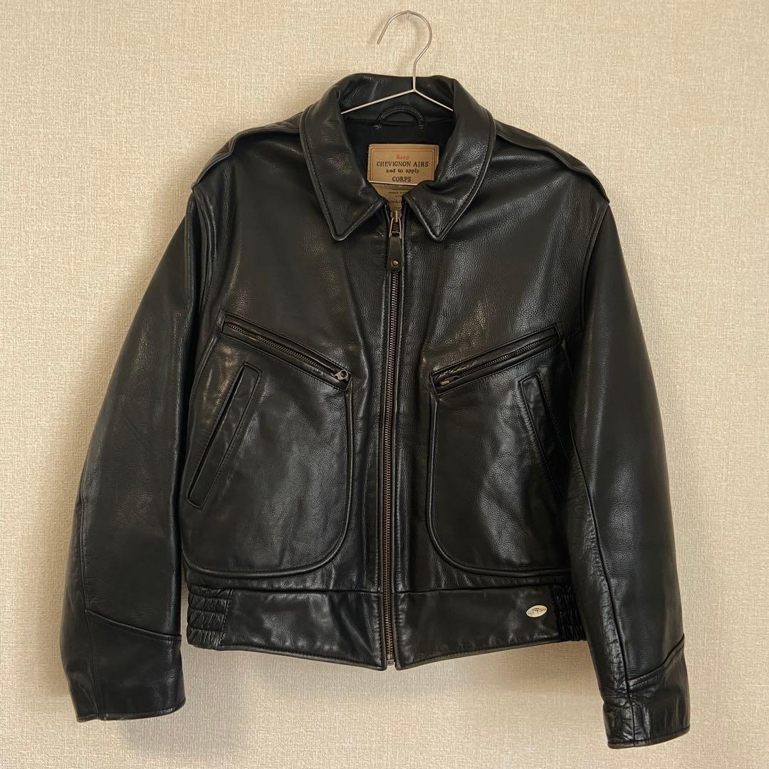 CHEVIGNON ブラックレザー シングルライダースジャケット