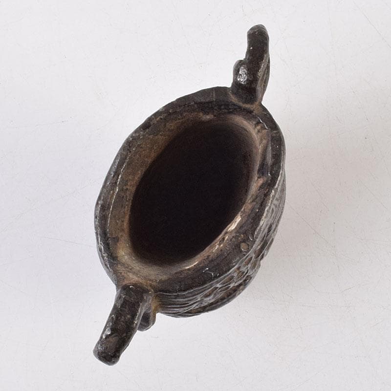 中国 古銅宣徳銅 山水文刻 三足香炉 V R9217