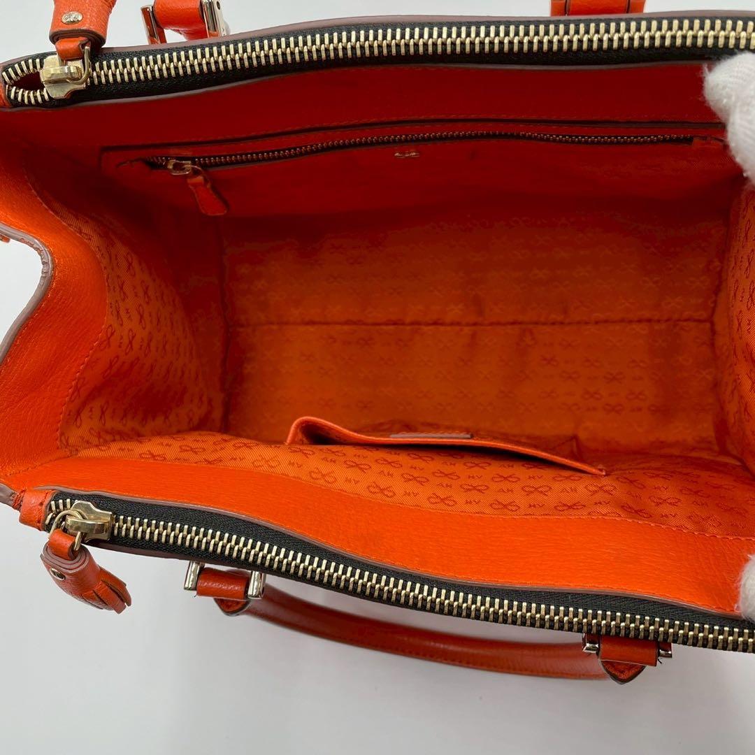 極美品　アニヤハインドマーチ　2way ハンドバッグ　レザー　タッセル　オレンジ