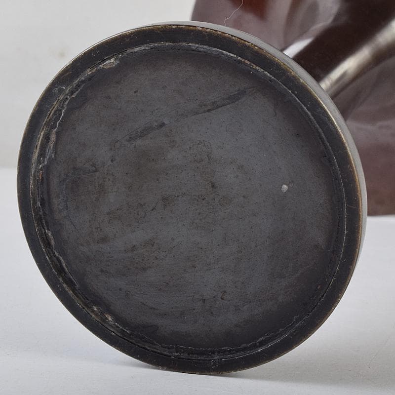 高岡銅器 勝峰作 鋳銅 桔梗口花瓶 共箱 M R9521B