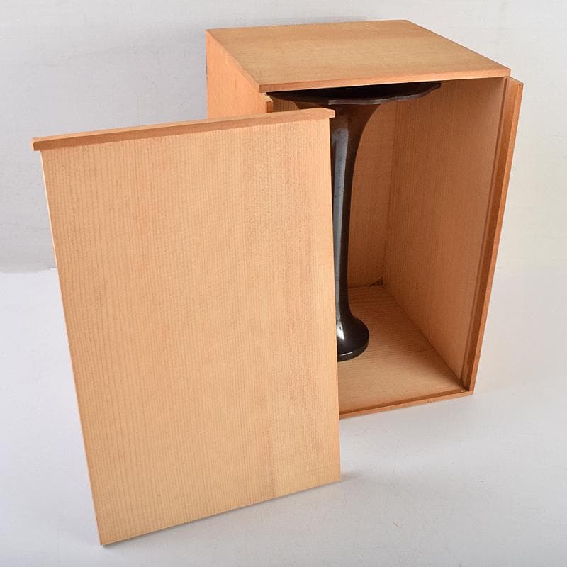 高岡銅器 勝峰作 鋳銅 桔梗口花瓶 共箱 M R9521B