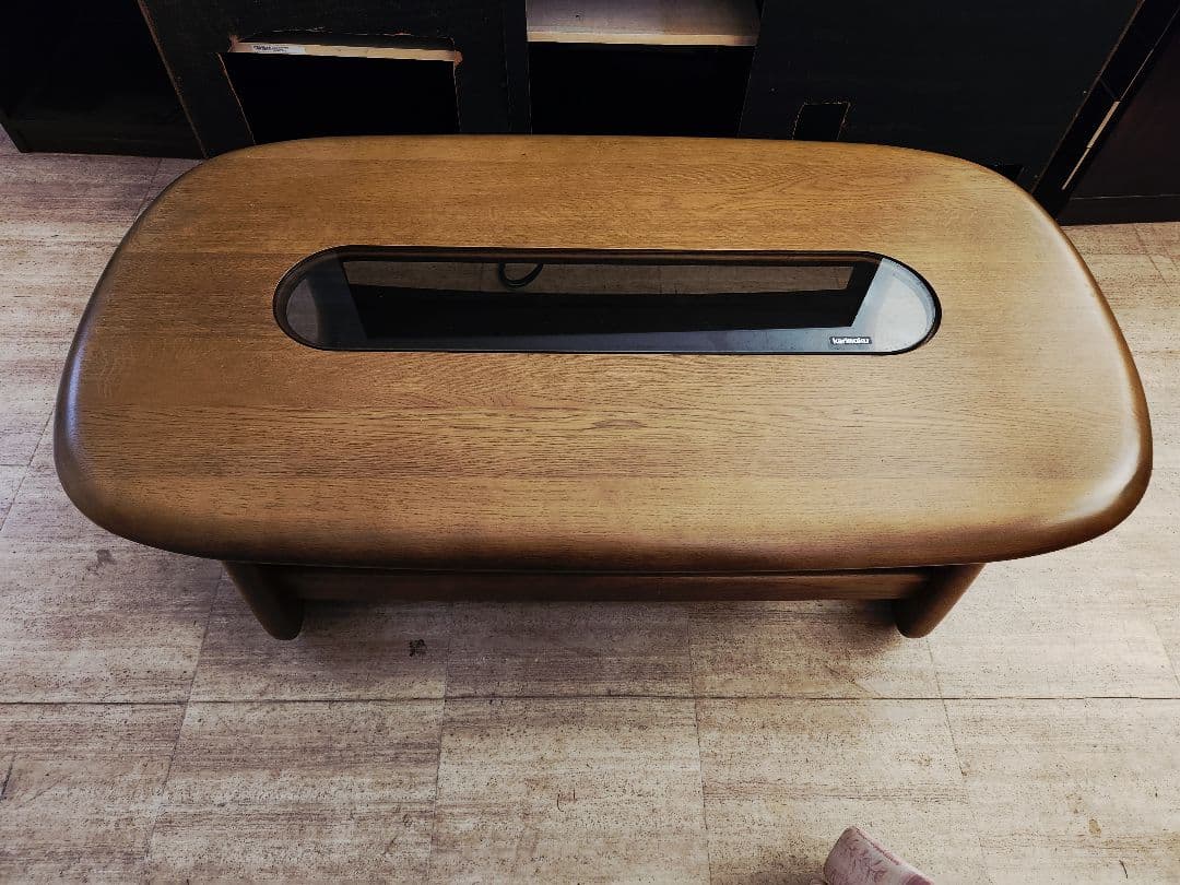 北欧レトロ ミッドセンチュリー 4段ラウンドテーブル ガラスサイド