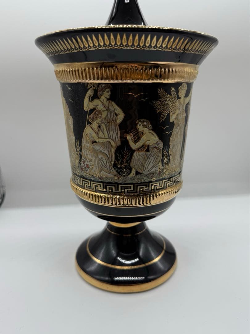Kratimenos ギリシャ製 花瓶 壺 24K金彩 ハンドメイド 古代神話