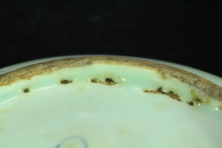 中国美術 古染付 草花紋 皿 φ17.5cm 五件 まとめて(K-RC994)