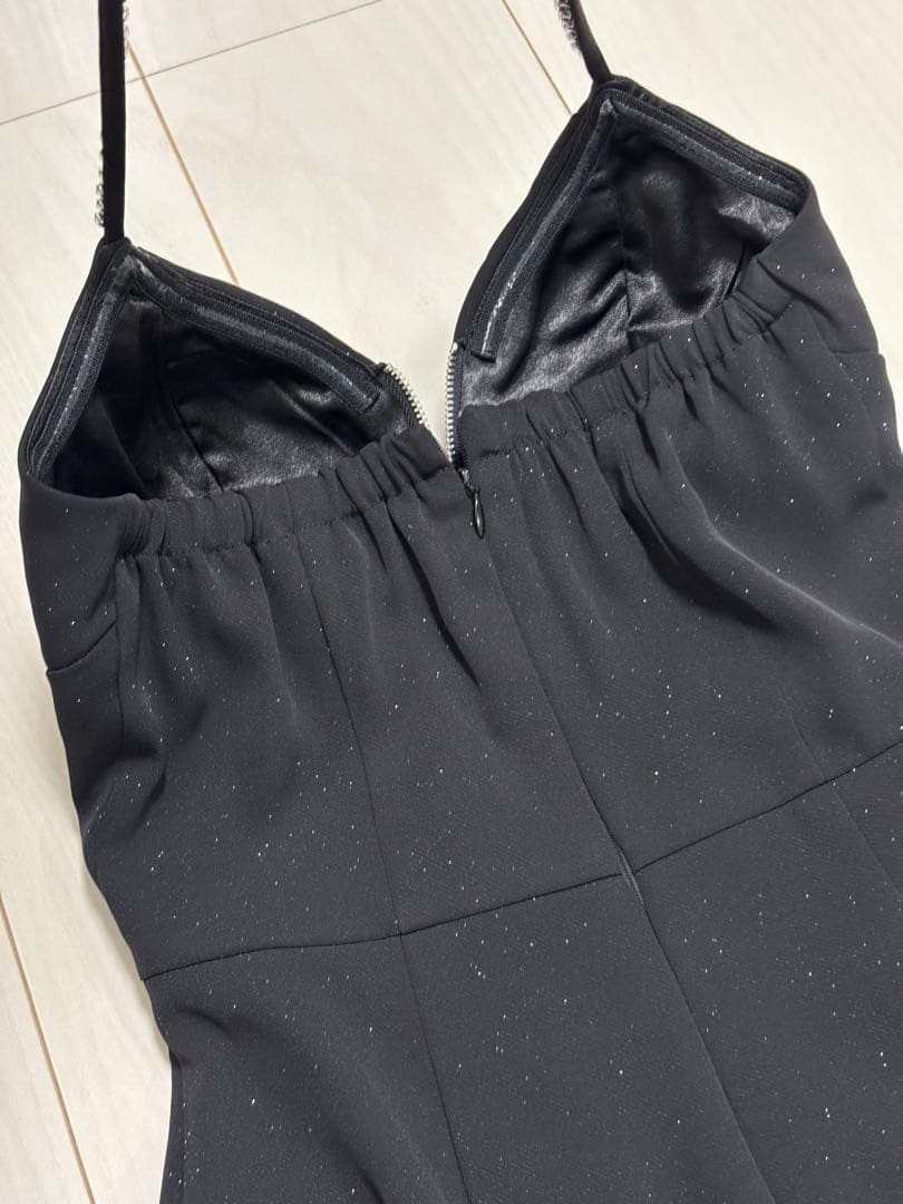 Glossy グロッシー ラメ スリット キャミ ロングドレス キャバドレス