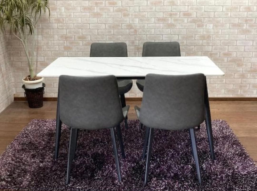 ダイニングテーブルセット　セラミック　４人掛け　ホワイト