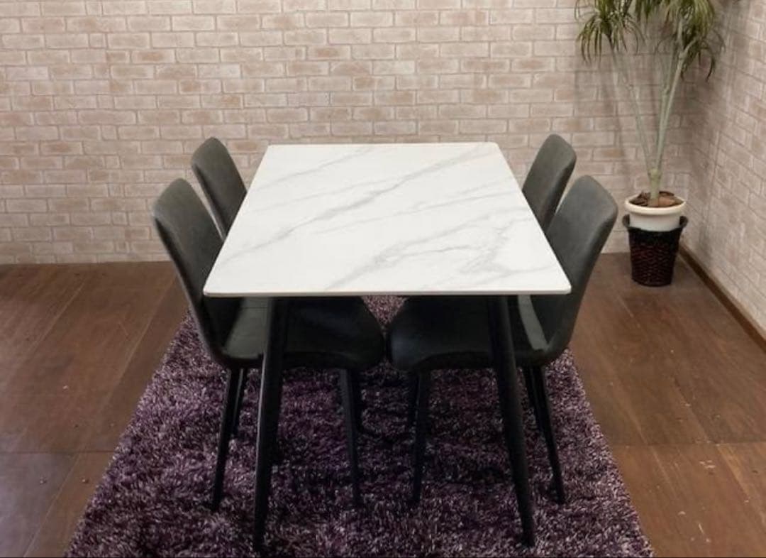 ダイニングテーブルセット　セラミック　４人掛け　ホワイト