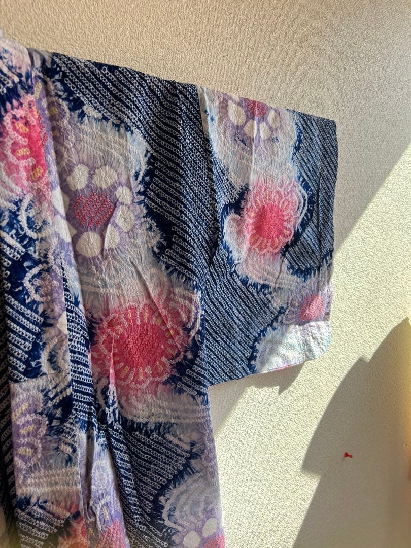 タイムセール　夏物　浴衣　有松鳴海絞り　伝統工芸品　綿　夏　祭り　ゆかた　美品