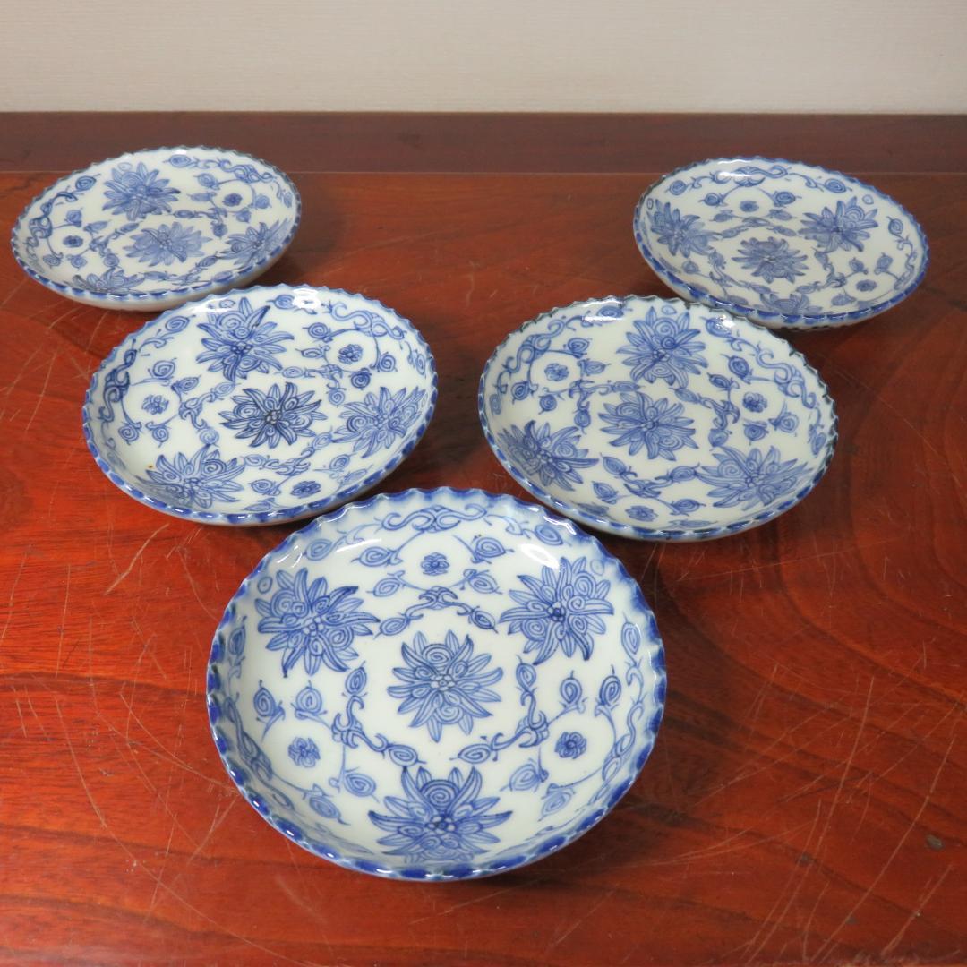 古伊万里 染付 小皿5枚 ほぼ無傷 極美品 蔵出し 初だし 手塩皿 中国写し 古伊万里染付5枚皿 | 古美術 希 のぞみ 美術・デザイン事務所