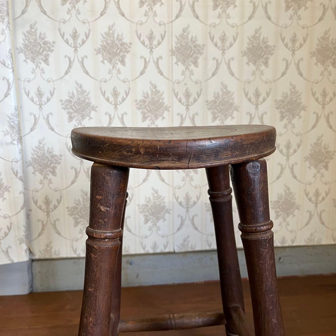 アンティーク】木製 スツール 丸椅子 花台 昭和レトロ 古道具 古民家