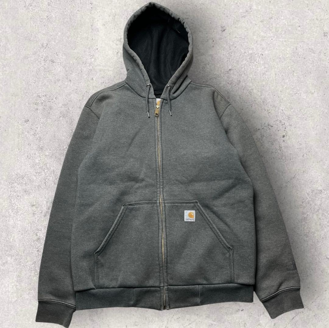 カーハート 裏サーマル ジップアップ パーカー ダブルフェイス グレー S