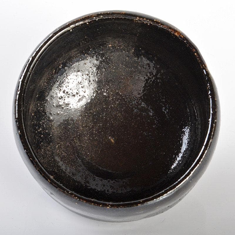 茶道具　楽吉左衛門　黒楽茶碗　極上竹網碗篭付　M　R6158