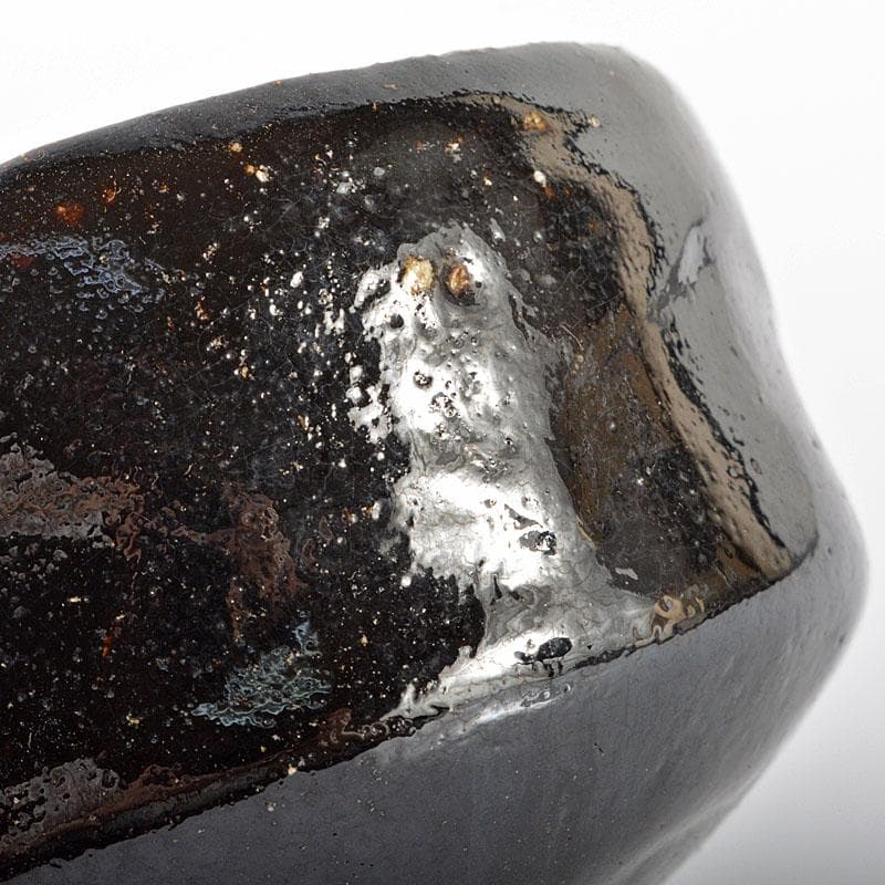 茶道具　楽吉左衛門　黒楽茶碗　極上竹網碗篭付　M　R6158