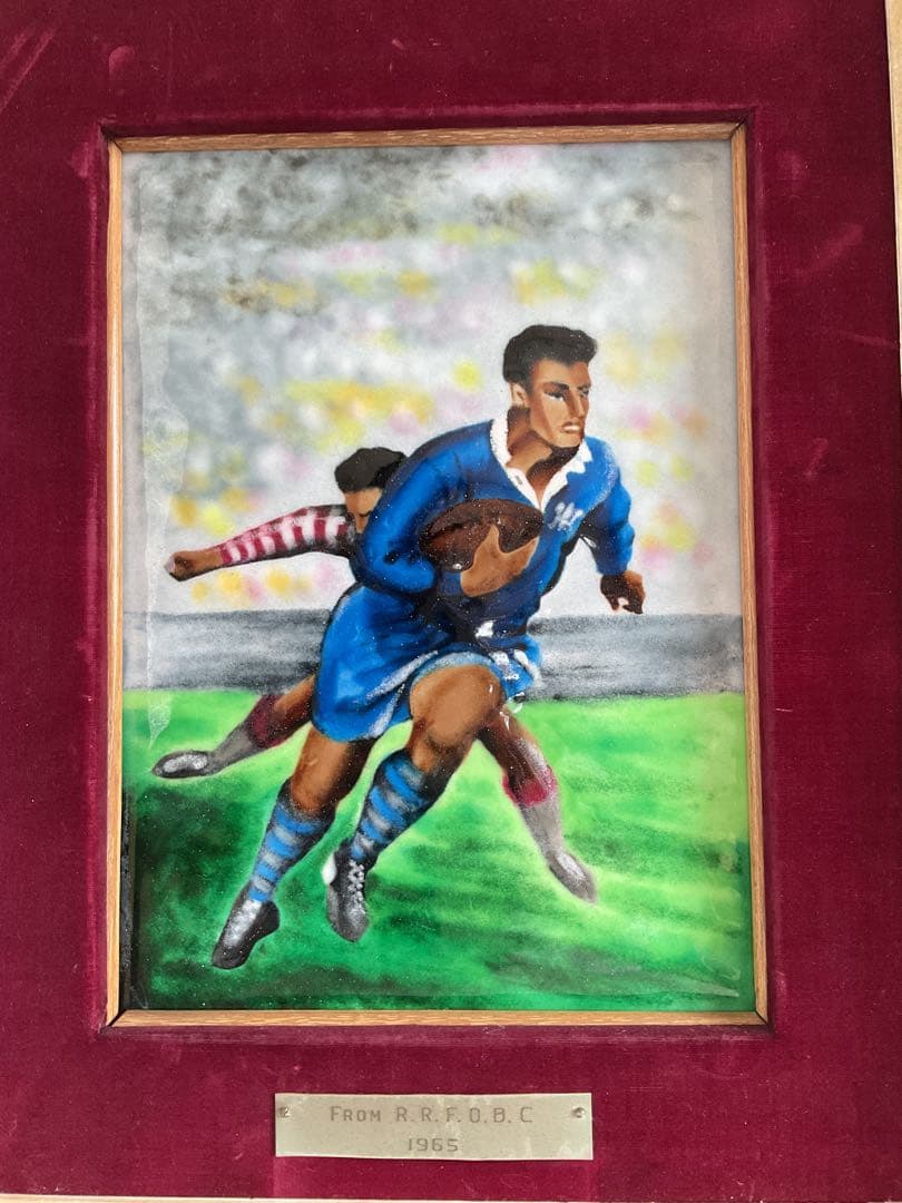 ラグビー画1965年「ラグビーのエナメル画/七宝画」「R.R.F.O.B.C」