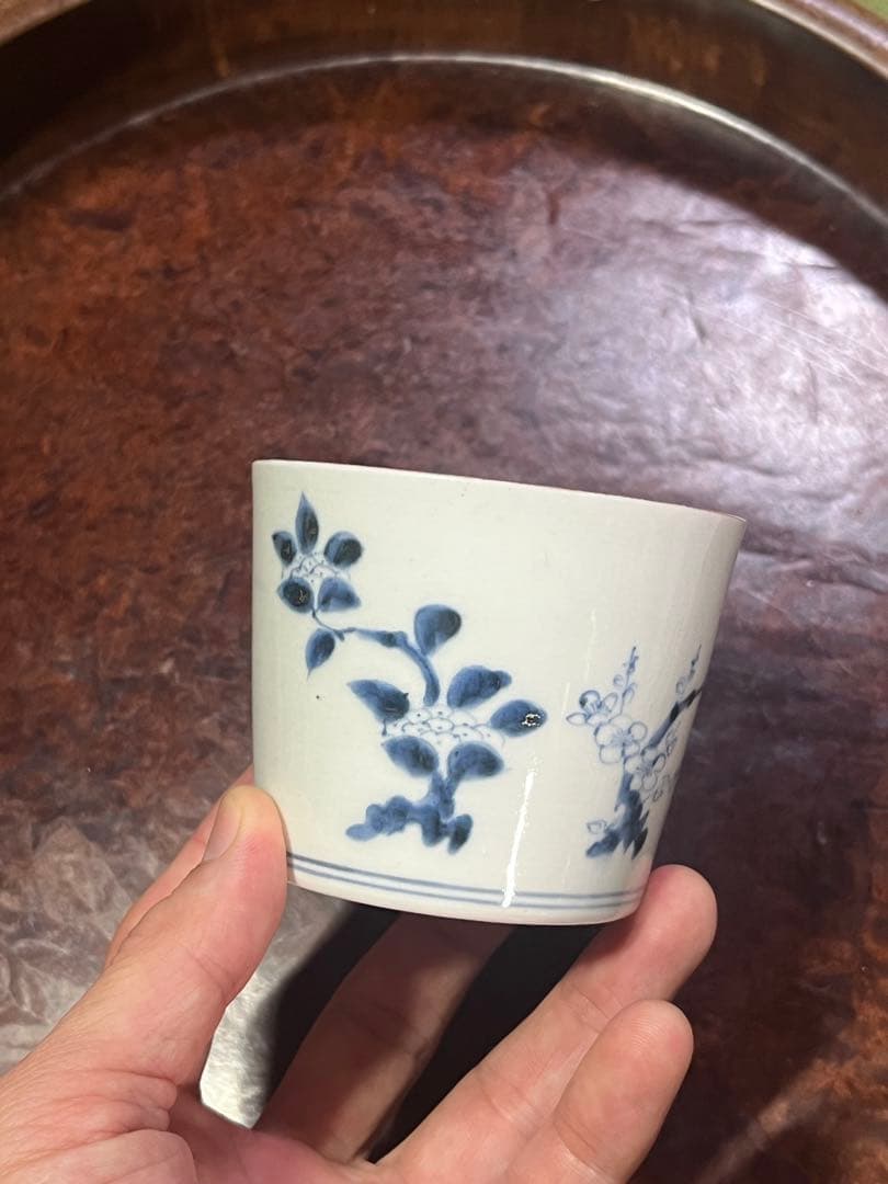 古伊万里　蕎麦猪口　あじさい　鶯　ウグイス　梅　雀　雲雀　紫陽花　民芸　民藝 古伊万里 蕎麦猪口 あじさい 鶯 ウグイス 梅 雀 雲雀 紫陽花 民芸 民藝