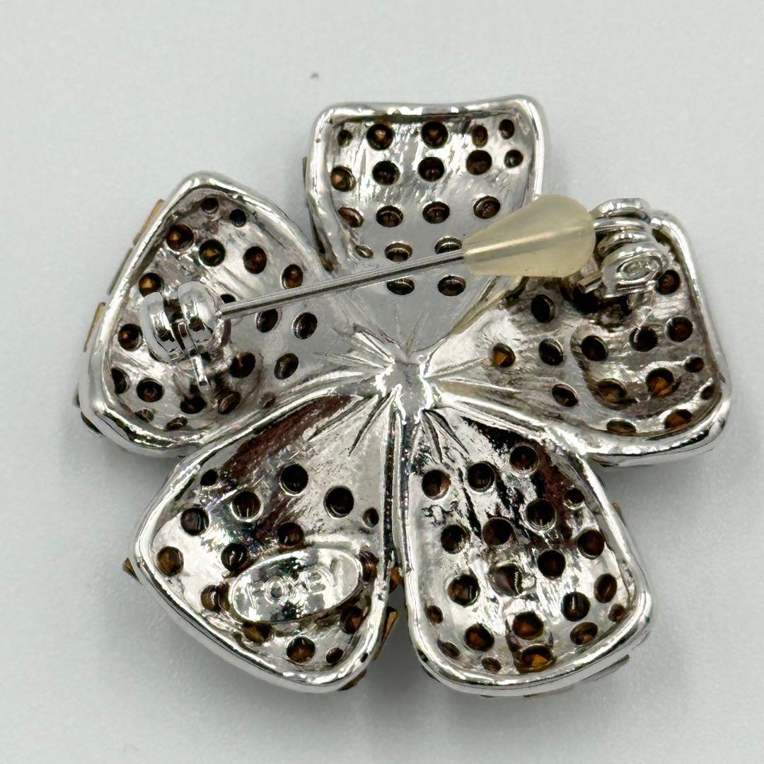 FOXEY フォクシー ブローチ フラワー ラインストーン シルバー