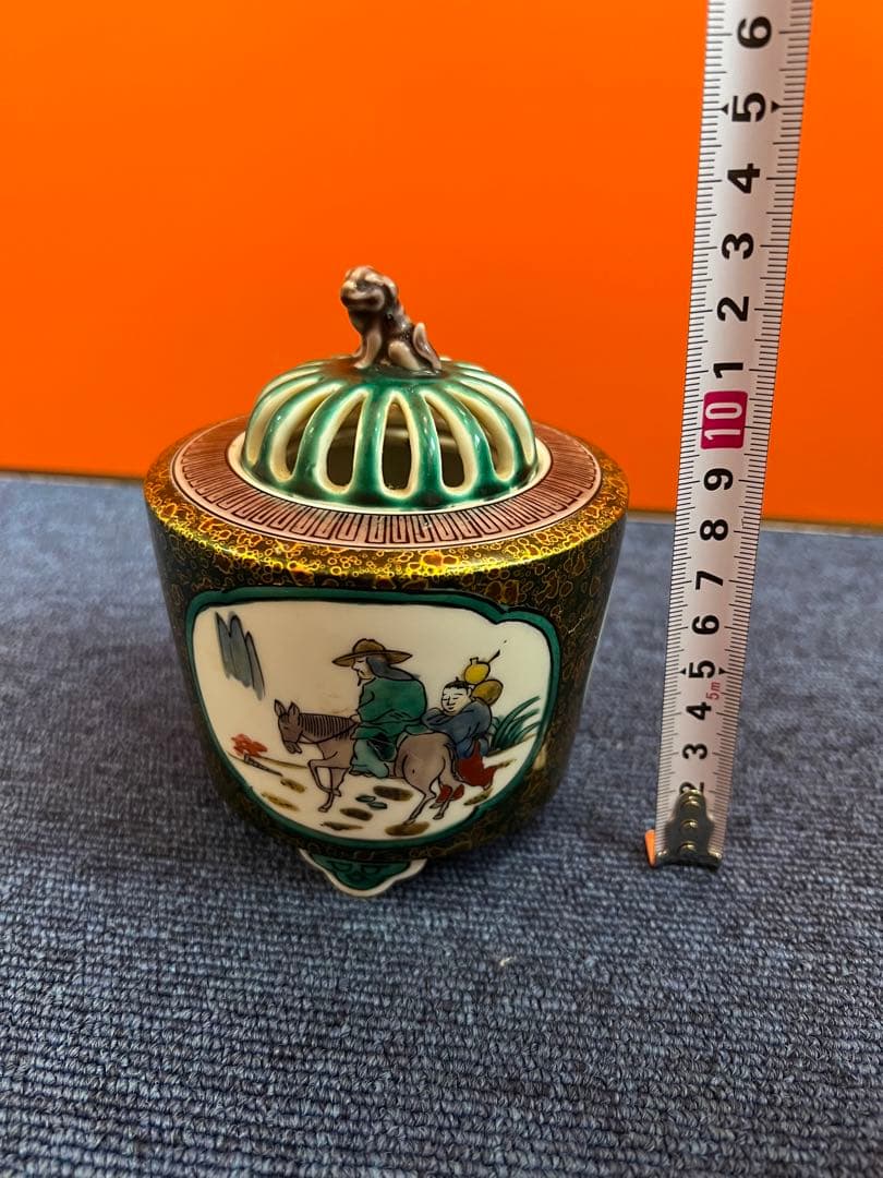 1213 九谷焼 花鳥風景文 香炉 古九谷 時代物