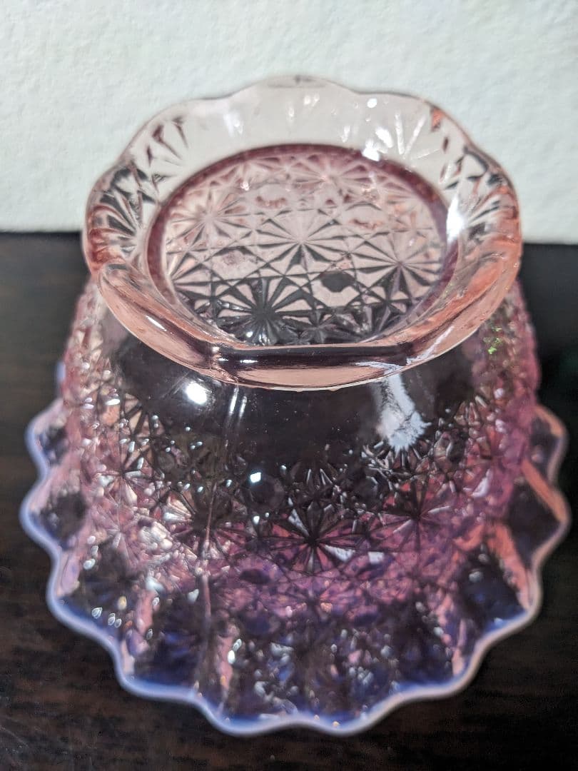 L.E.Smith ピンクオパルセント　ディジー＆ボタン Footed Bowl