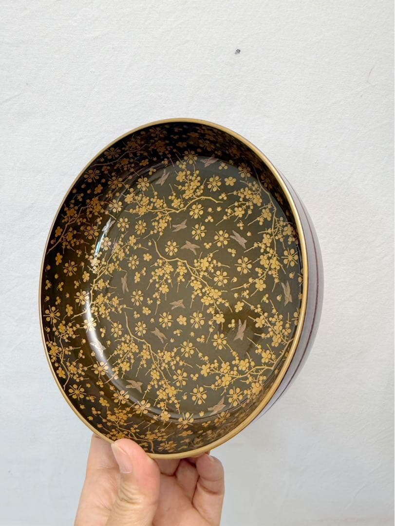 美品 大正〜昭和頃の時代 茶道具 木製溜塗 金彩蒔絵 菓物椀 見返し蒔絵 5客揃