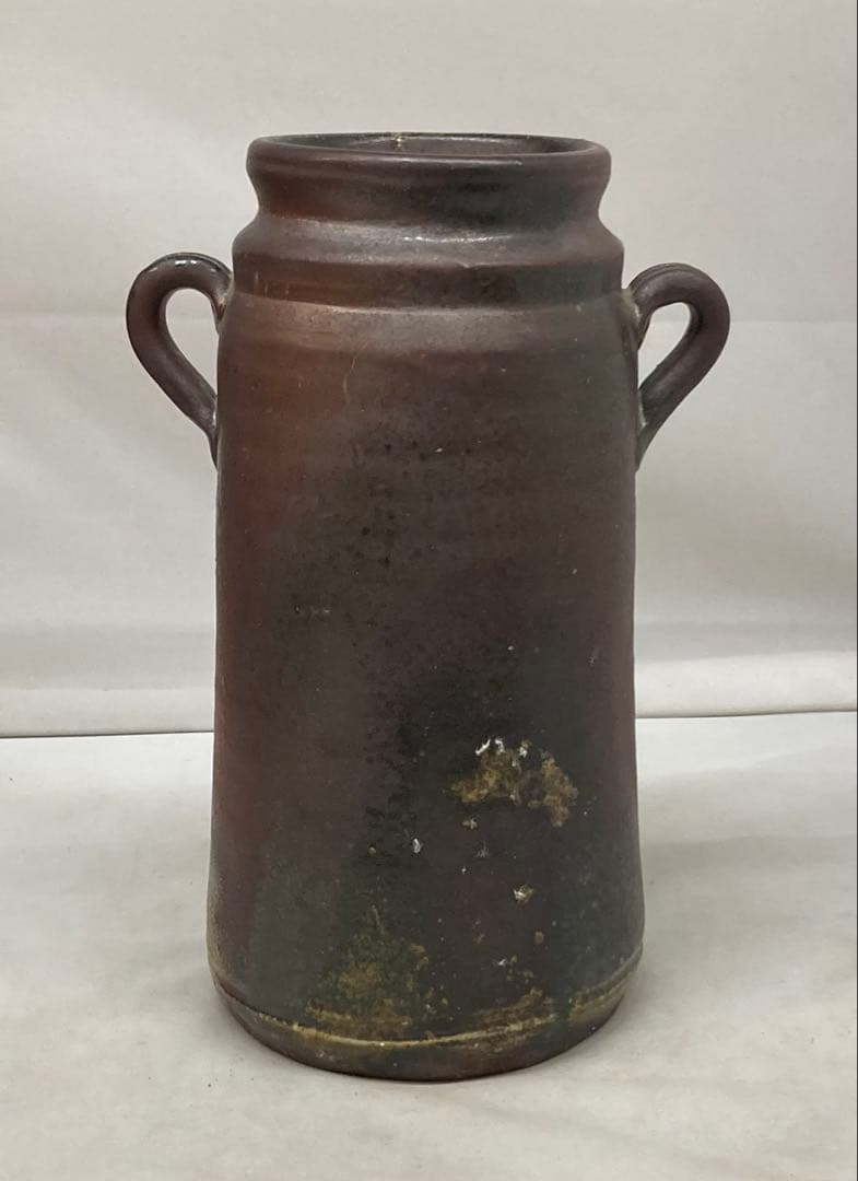 B457b「備前 花入」紀文春造　共布共箱　伊部　備前焼　日本六古窯