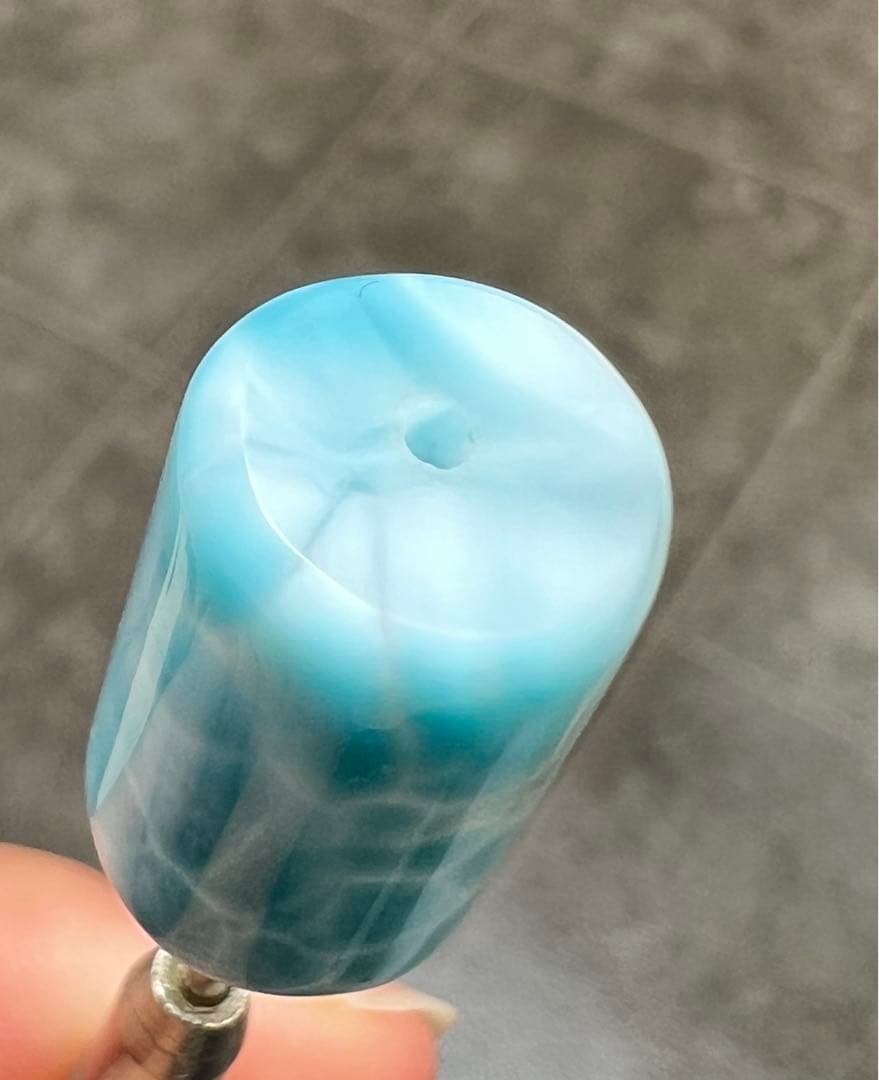 （希少) 最高級品質　全面模様　筒形ラリマー　粒売り