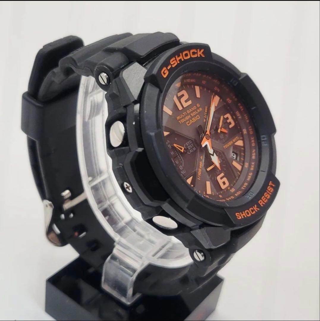 (美品) G-SHOCK 電波ソーラー 腕時計 ブラック/オレンジ