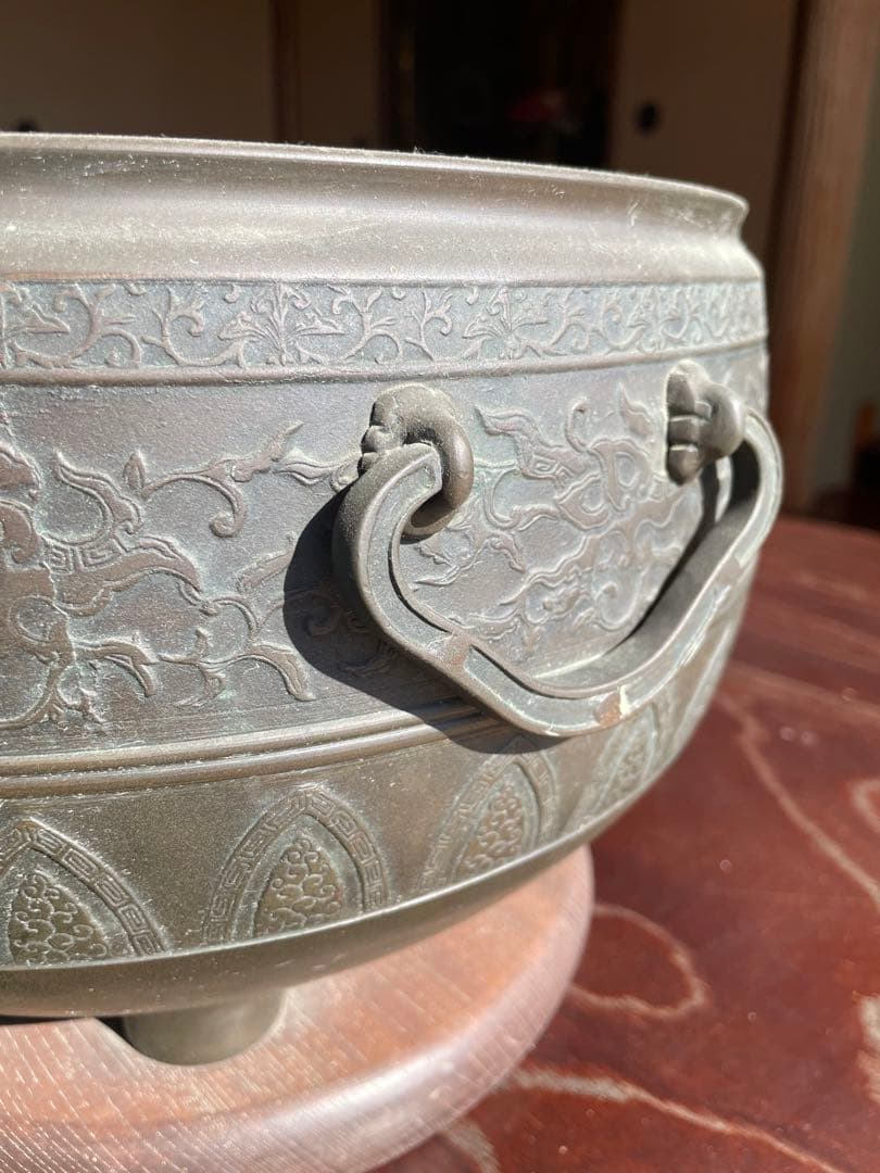 美品 骨董品 100年前 鉄製 火鉢 2個セット 直径30センチ