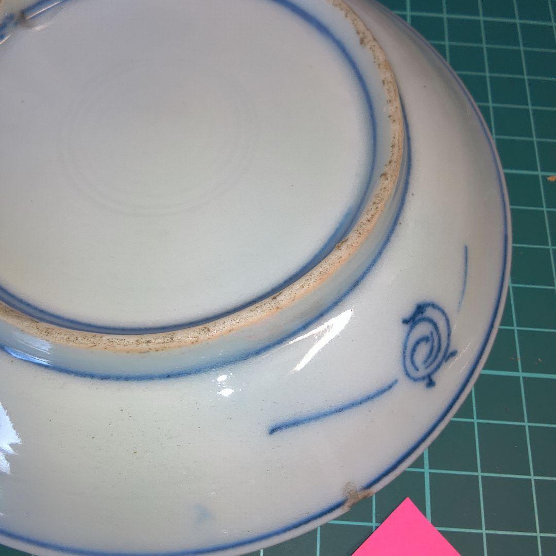 青白い花柄皿 4枚セット 中古 欠けありますニュー