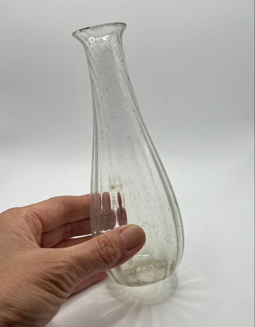 時代 捻りガラス ウランガラス 徳利 一輪挿し 和ガラス アンティーク