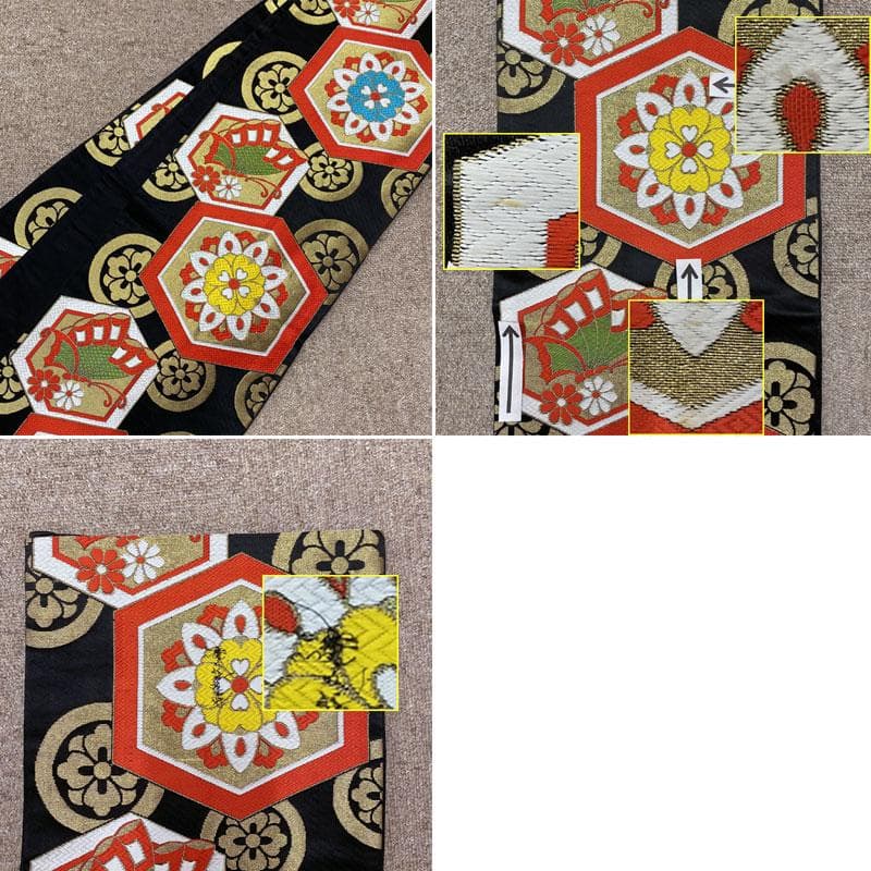 504ag79◎七五三 七歳 女児 着物&袋帯&長襦袢 鳳凰扇梅 金彩 刺繍◎
