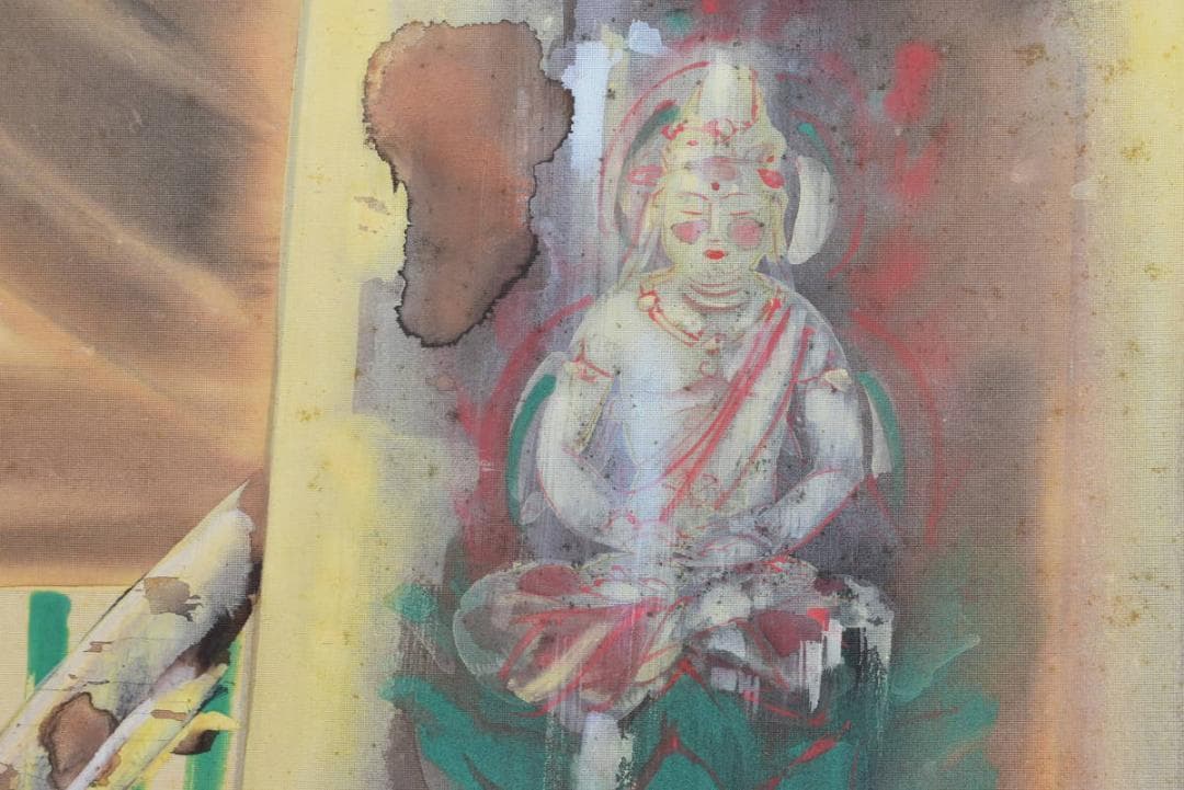 【真作】豊/三尊佛図/掛軸☆宝船☆AB-63