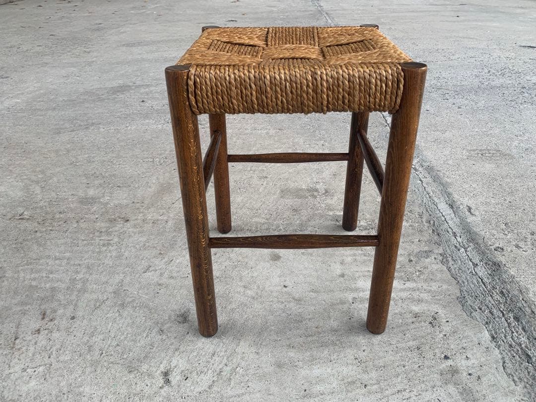アンティーク ラッシュ スツール 縄編み チェア 民芸家具 椅子 No.3